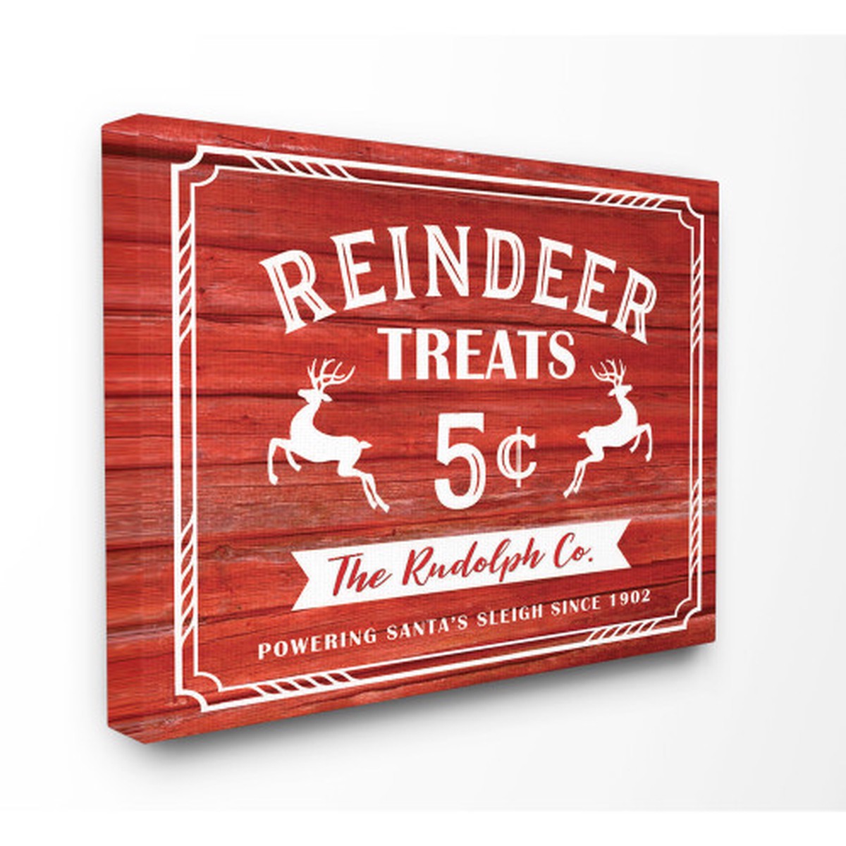 Red and White "Reindeer Treats" Christmas Stretched Canvas Wall Art 20" x 16"