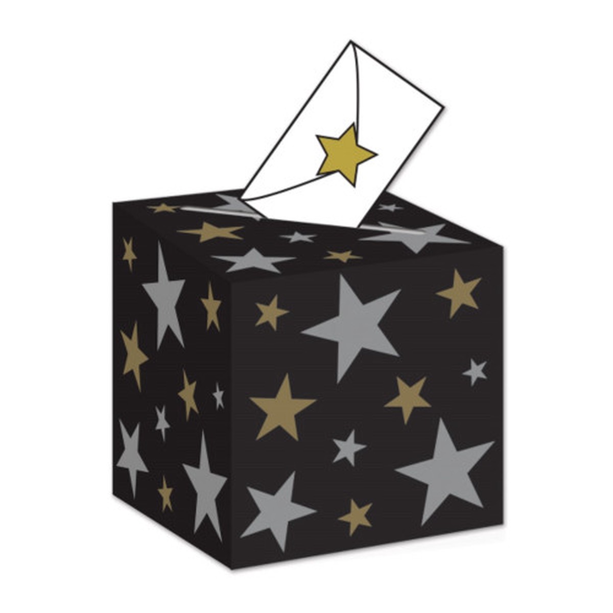 Stars Awards Night Ballot Box Party Decoration - 9" - Black and Gold - Pack of 6