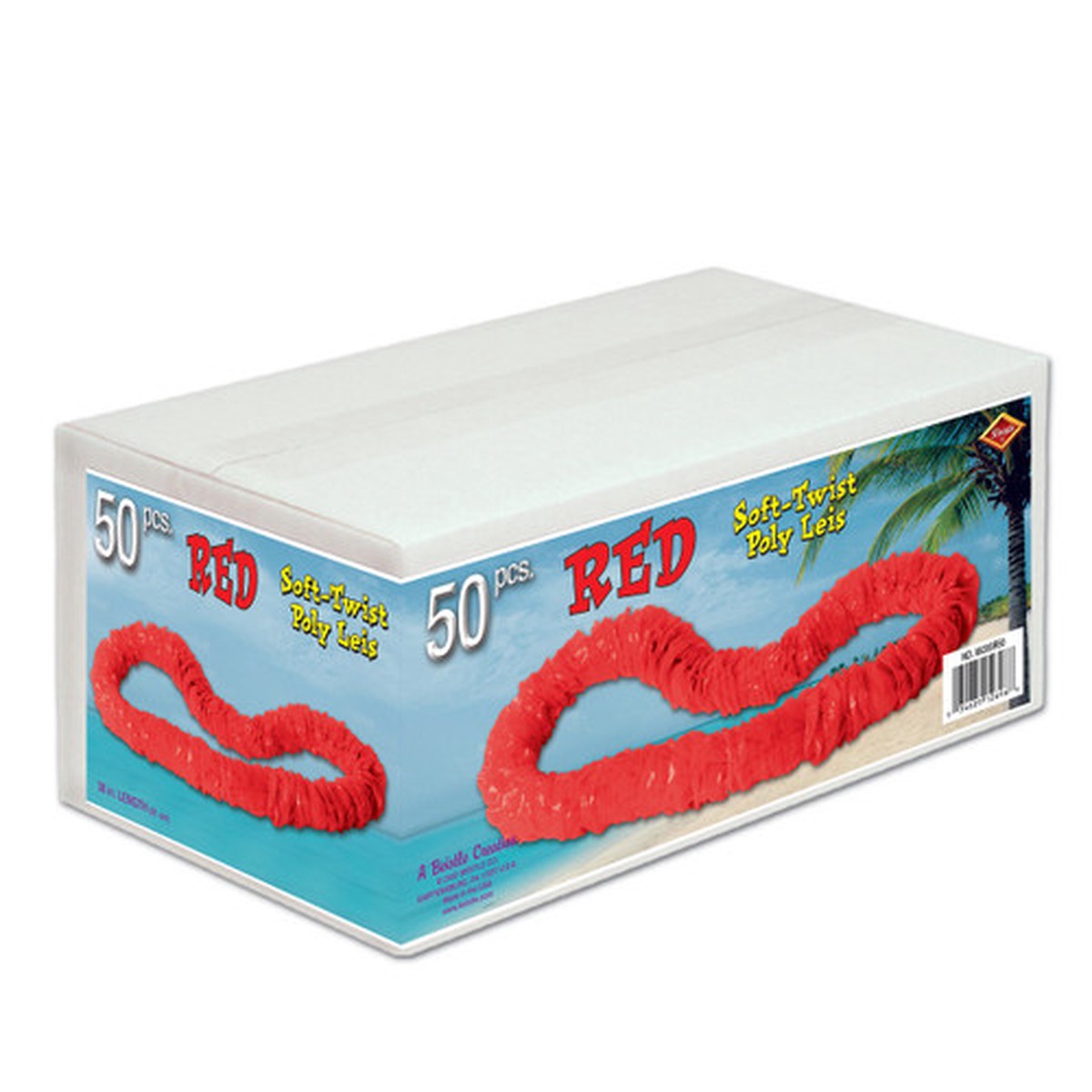 Tropical Soft-Twist Hawaiian Lei Necklace Party Set - 36" - Red - Pack of 50