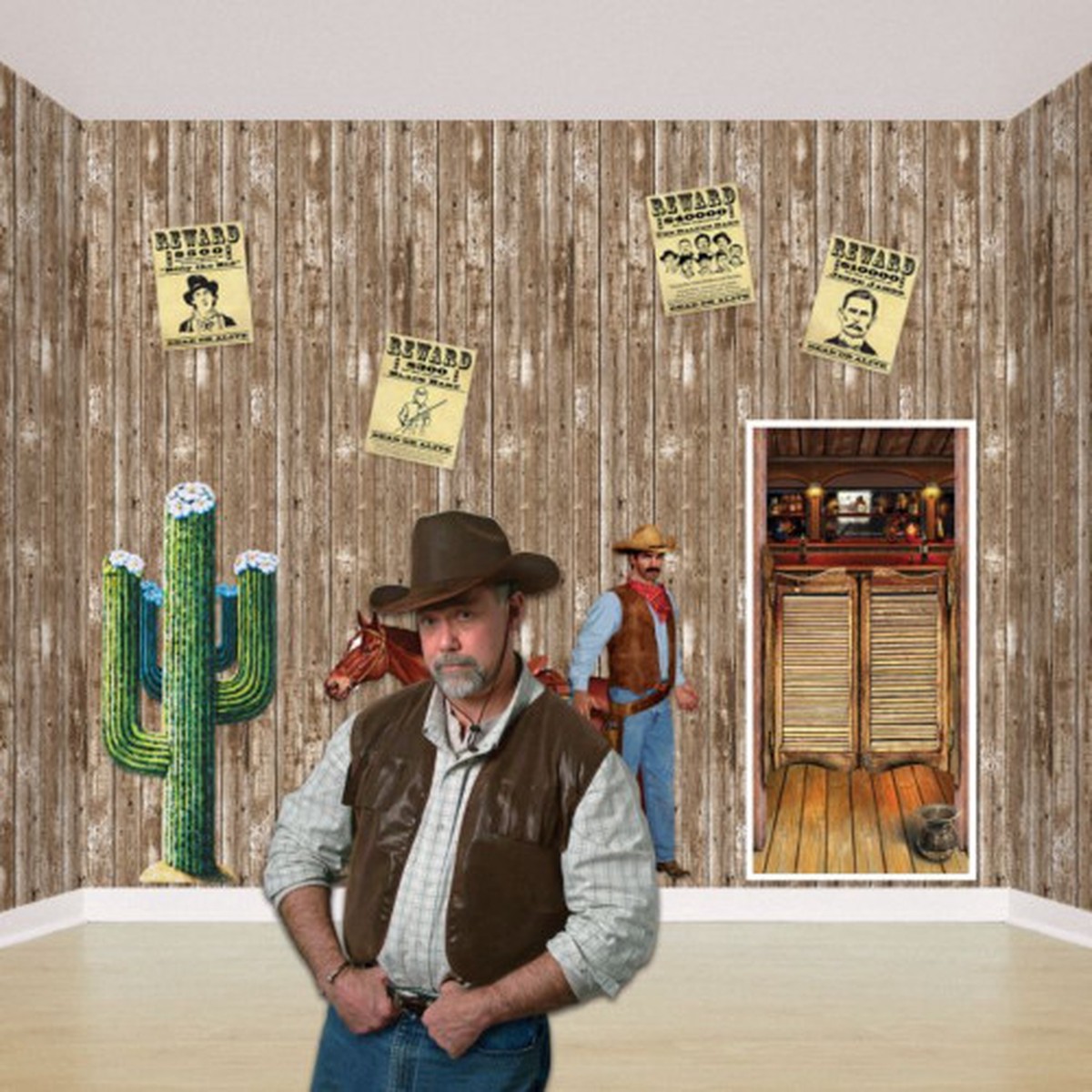 Western Barn Rectangular Photo Backdrop -30" - Brown and Beige - Pack of 6