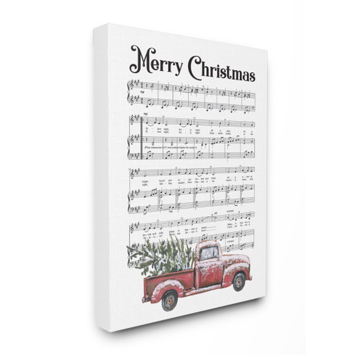 White and Black "Merry Christmas" Composition XXL Stretched Canvas Wall Art 40" x 30"