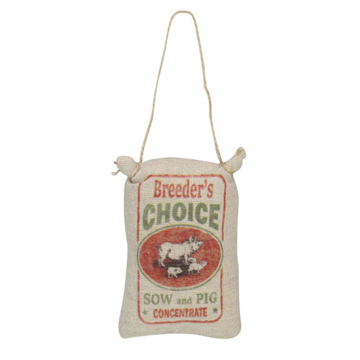 4.5" Brown and Red Pig Sack "Breeder's Choice" Plush Christmas Ornament