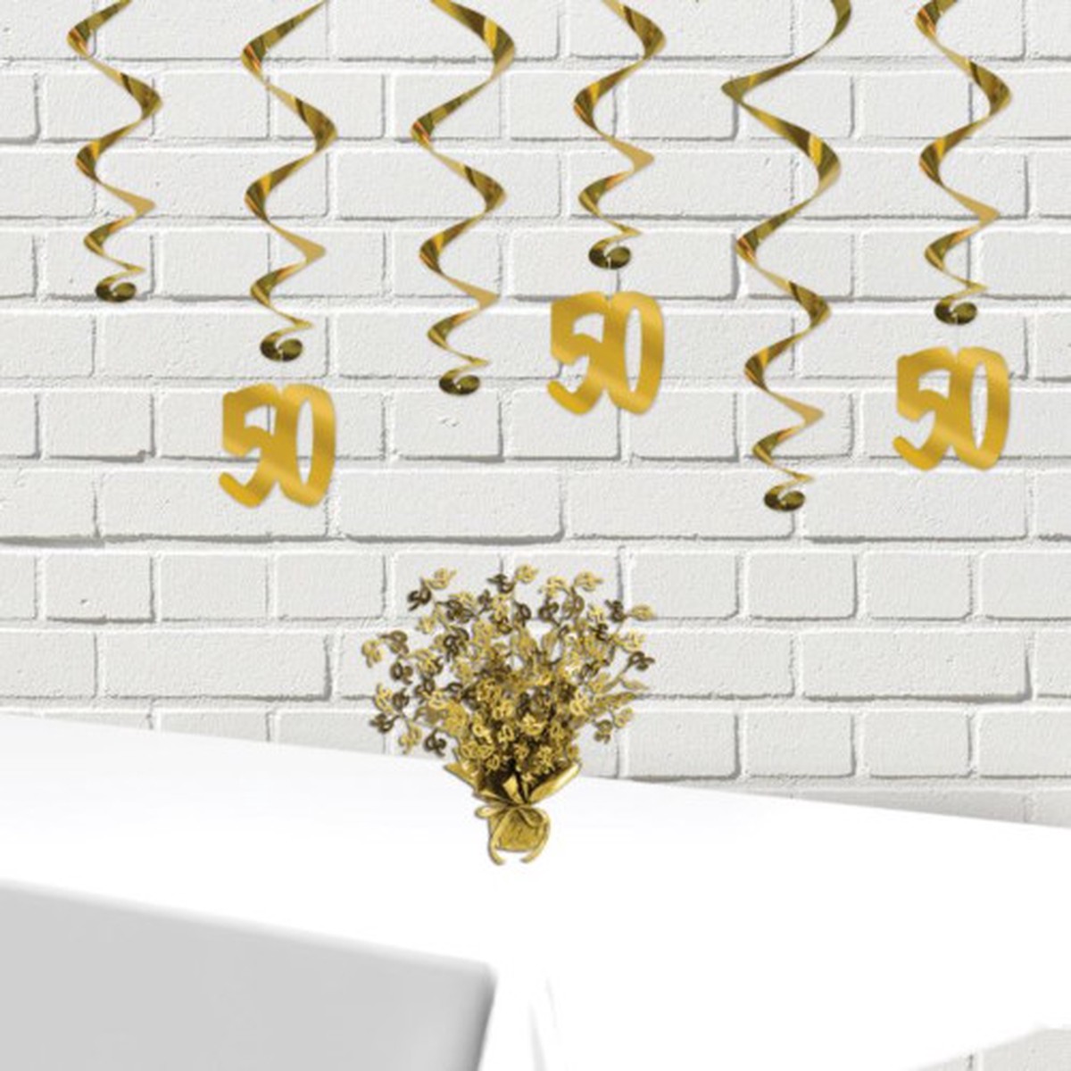 50th Anniversary Party Centerpieces - 15" - Gold - Pack of 12