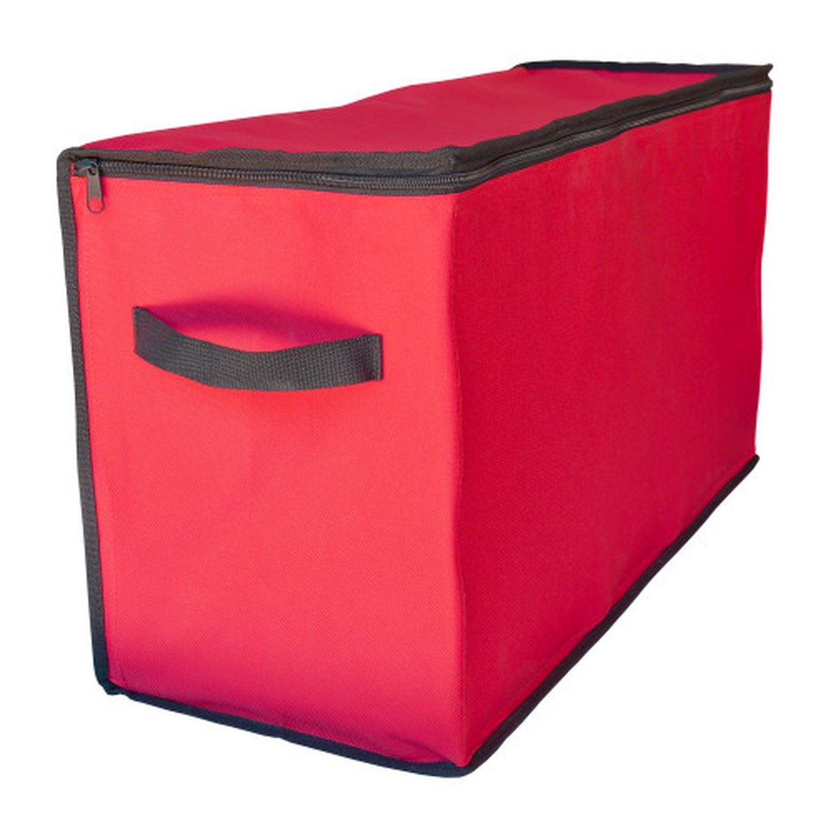 96ct Red and Black Zip Up Christmas Ornament Storage Tub