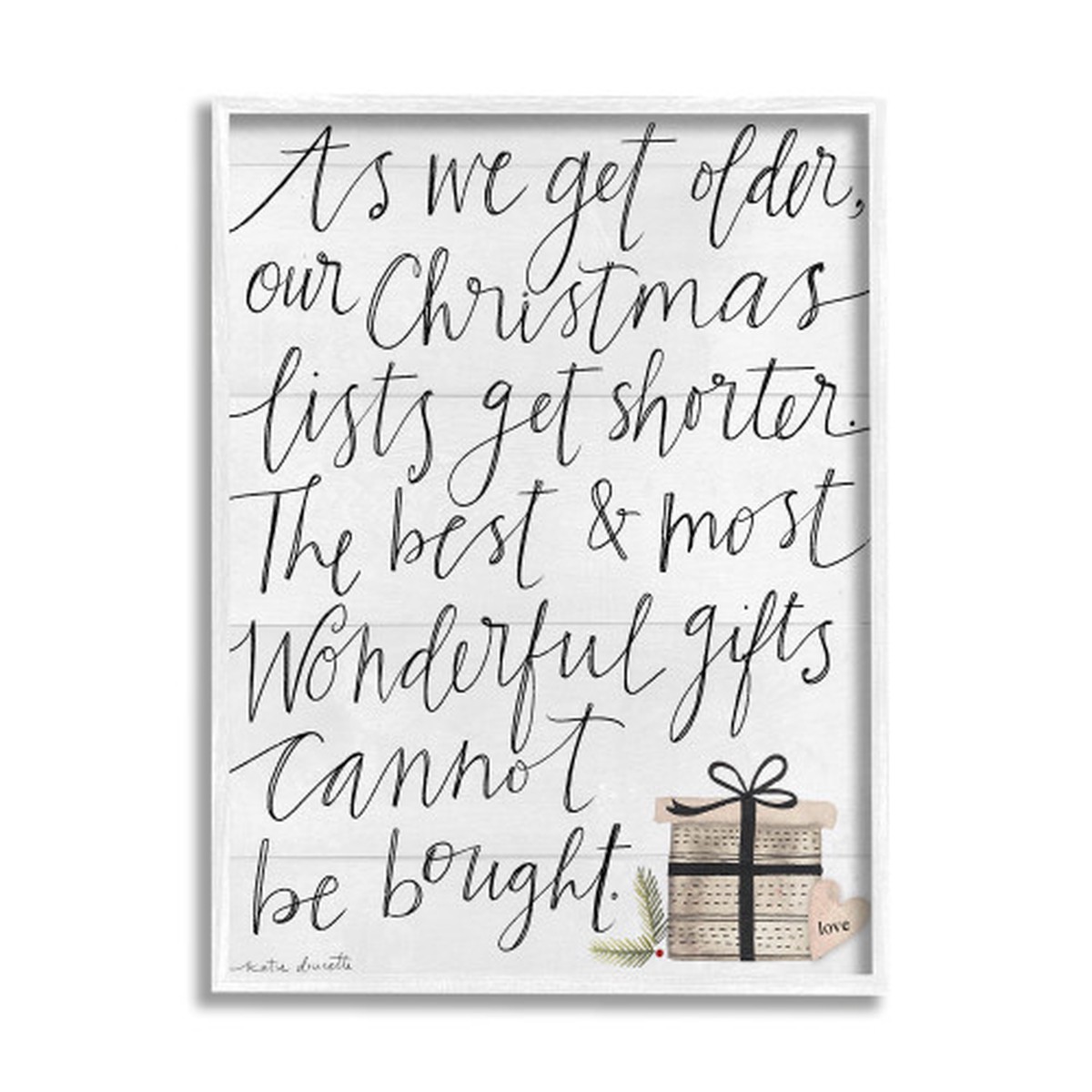 Black and White Get Shorter Motivational Phrase Framed Texturized Christmas Wall Art 20" x 16"