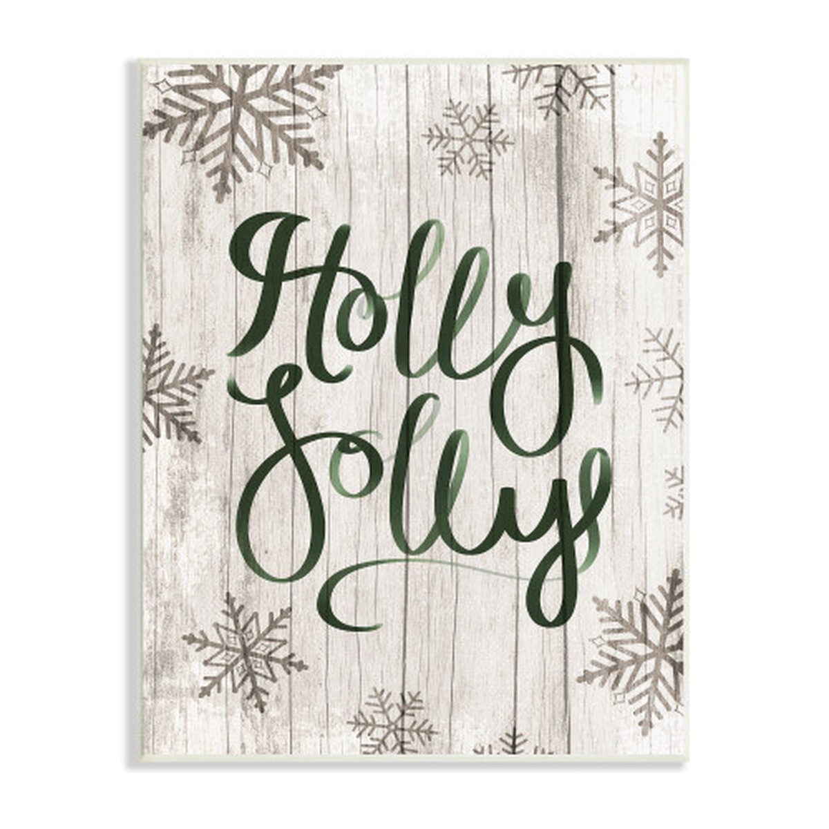 Black and White Holly Jolly Winter Rustic Snowflakes Oversized Wall Plaque Art 19" x 13"