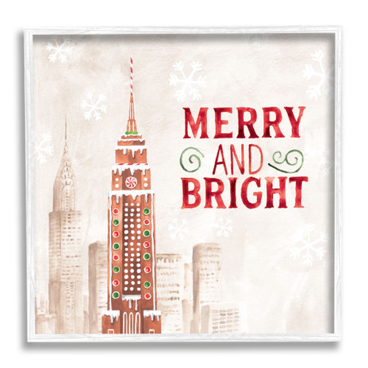 Brown Gingerbread Architecture Cityscape White Framed Wall Art 12" x 12"