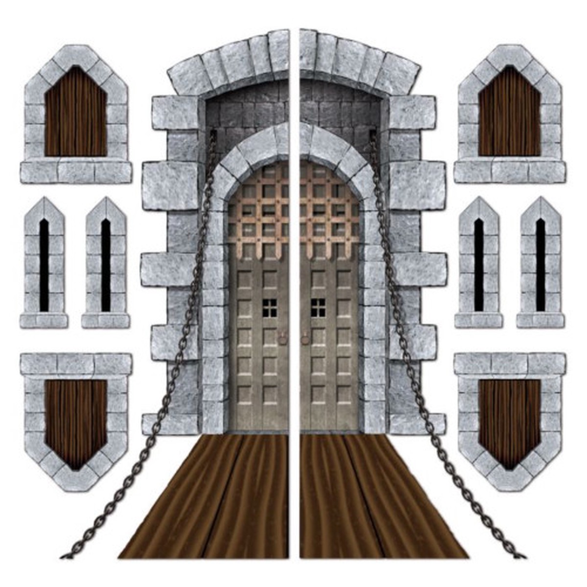 Castle Door and Draw Bridge Photo Backdrop - 71" - Gray - Pack of 108