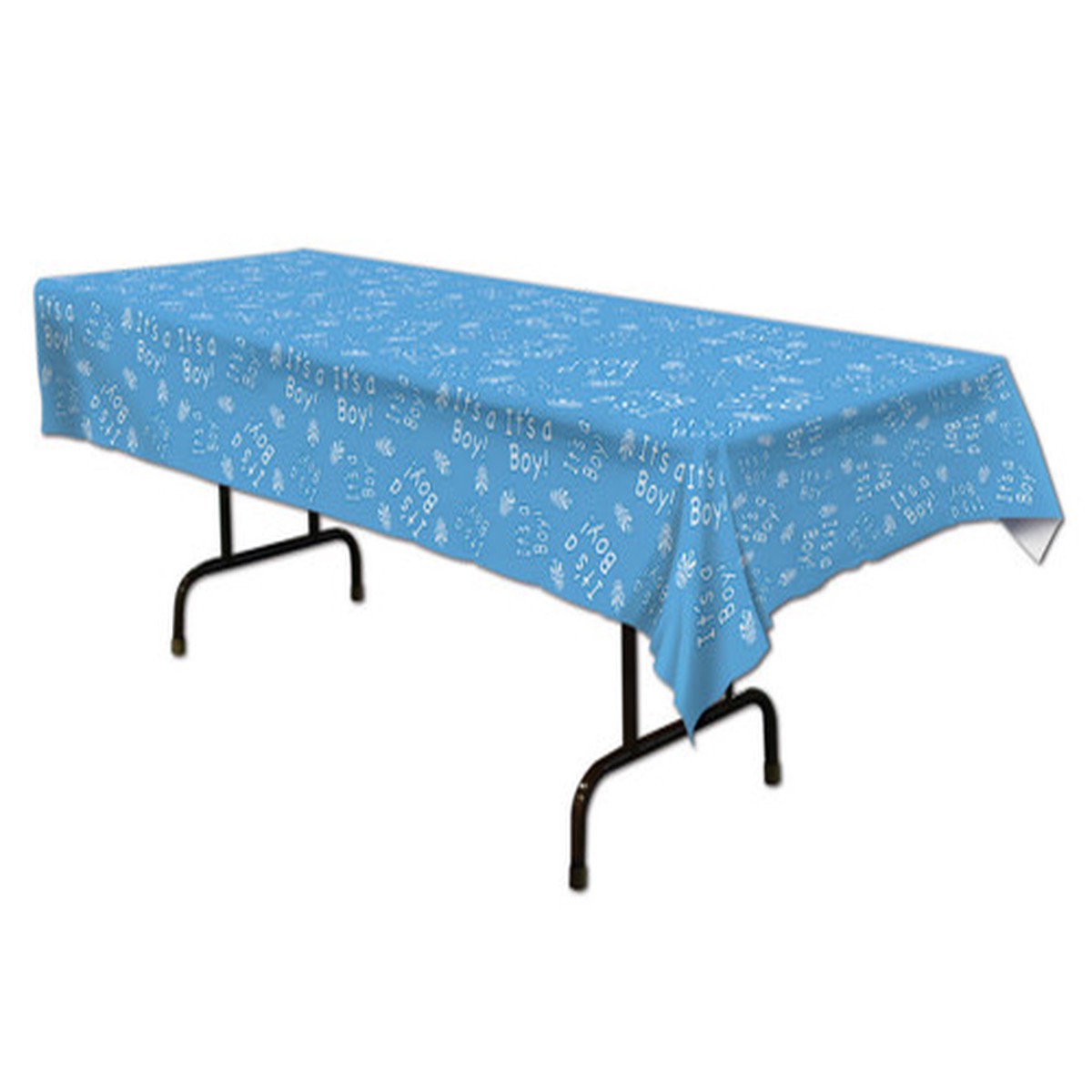 Club Pack of 12 Blue and White "It's A Boy!" Baby Shower Disposable Party Table Covers 108"