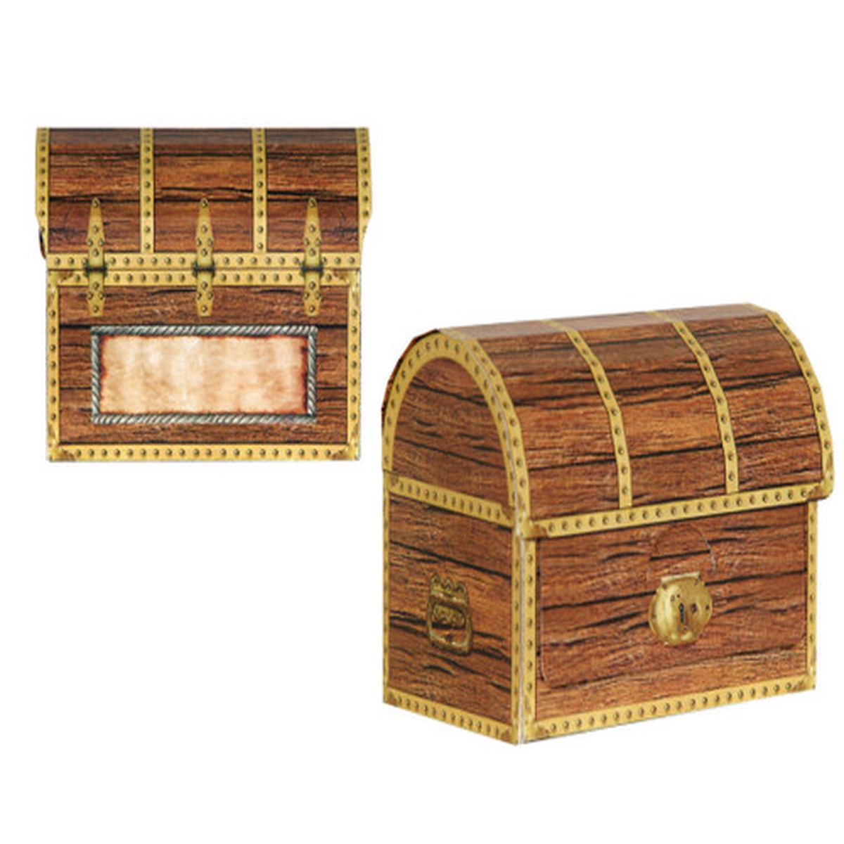 Club Pack of 12 Brown Pirate Birthday Party Treasure Chest Favor and Treat Boxes 4.25"
