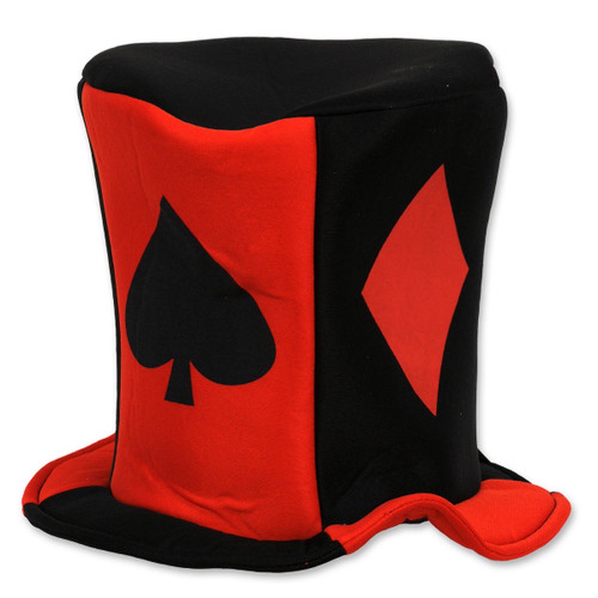 Club Pack of 12 Red and Black Men Adult Casino Night Card Suit Fabric Costume Party Hats - One Size