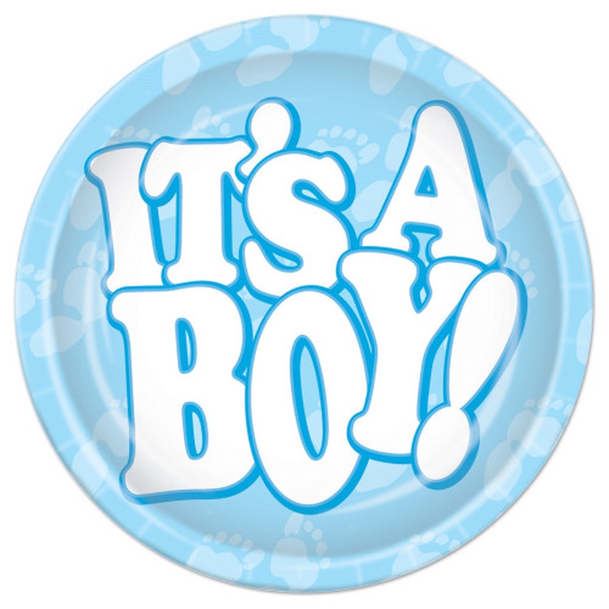 Disposable It's A Boy Party Dinner Plates - 7" - Blue and White - Pack of 96