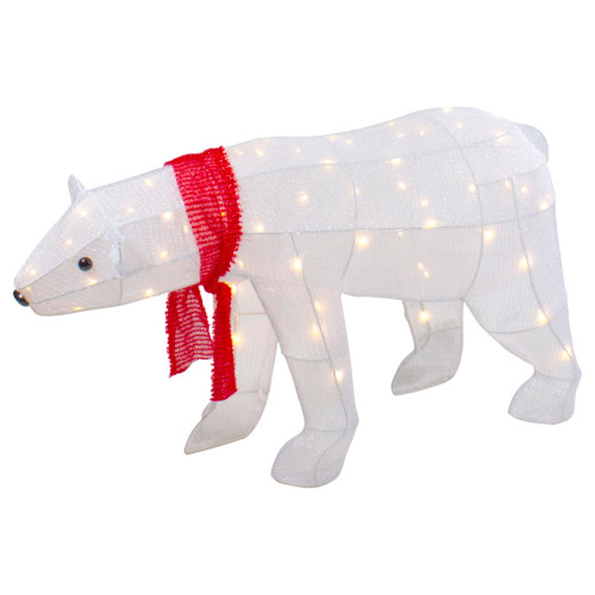 LED Lighted Tinsel Polar Bear Outdoor Christmas Decoration - 32" - Warm White Lights