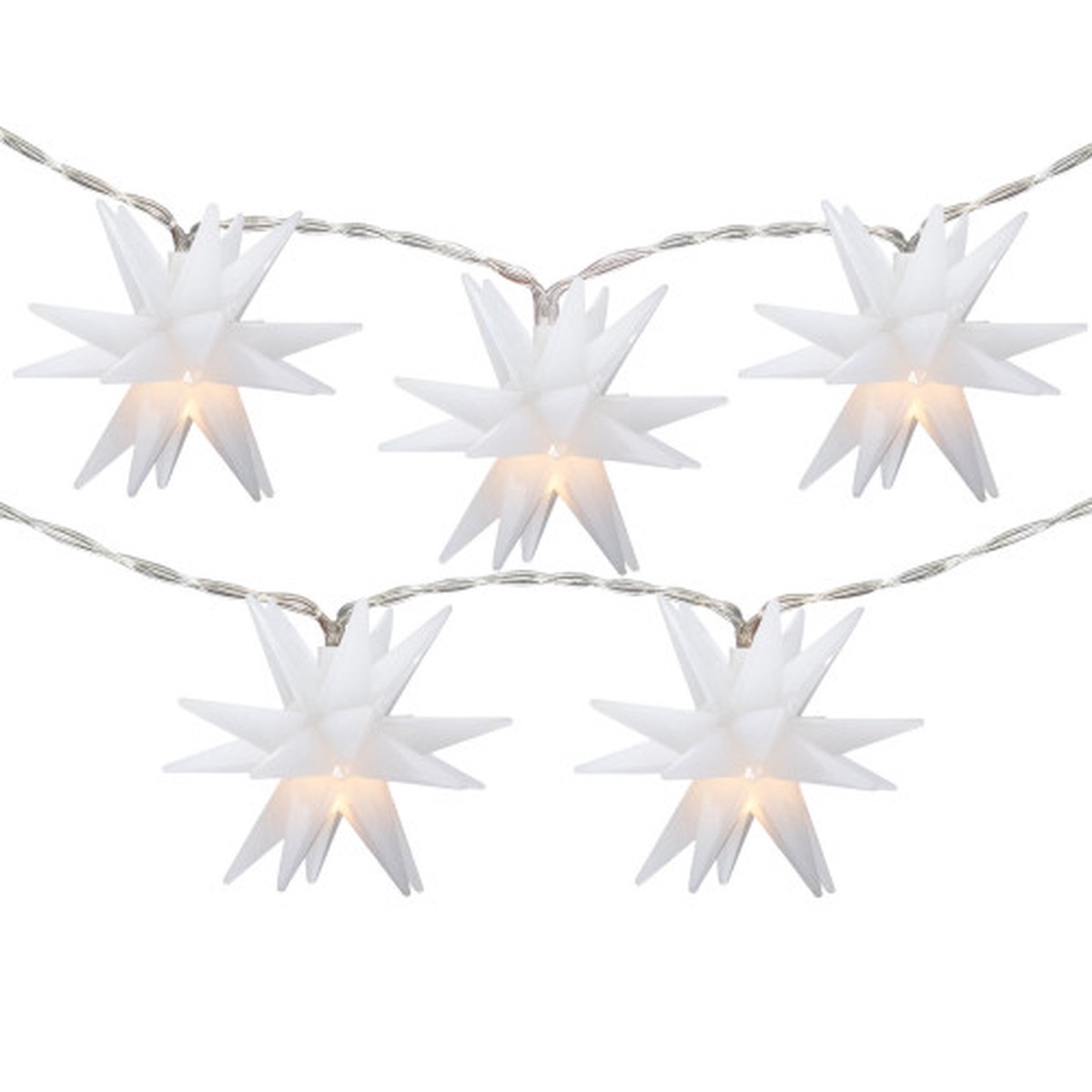 LED Moravian Star Christmas Fairy Lights - 6" Spacing - Copper Wire - 10ct