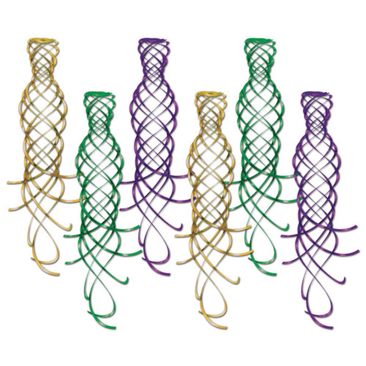 Mardi Gras Style Shimmering Metallic Whirls Decoration - 20" - Club Pack of 36