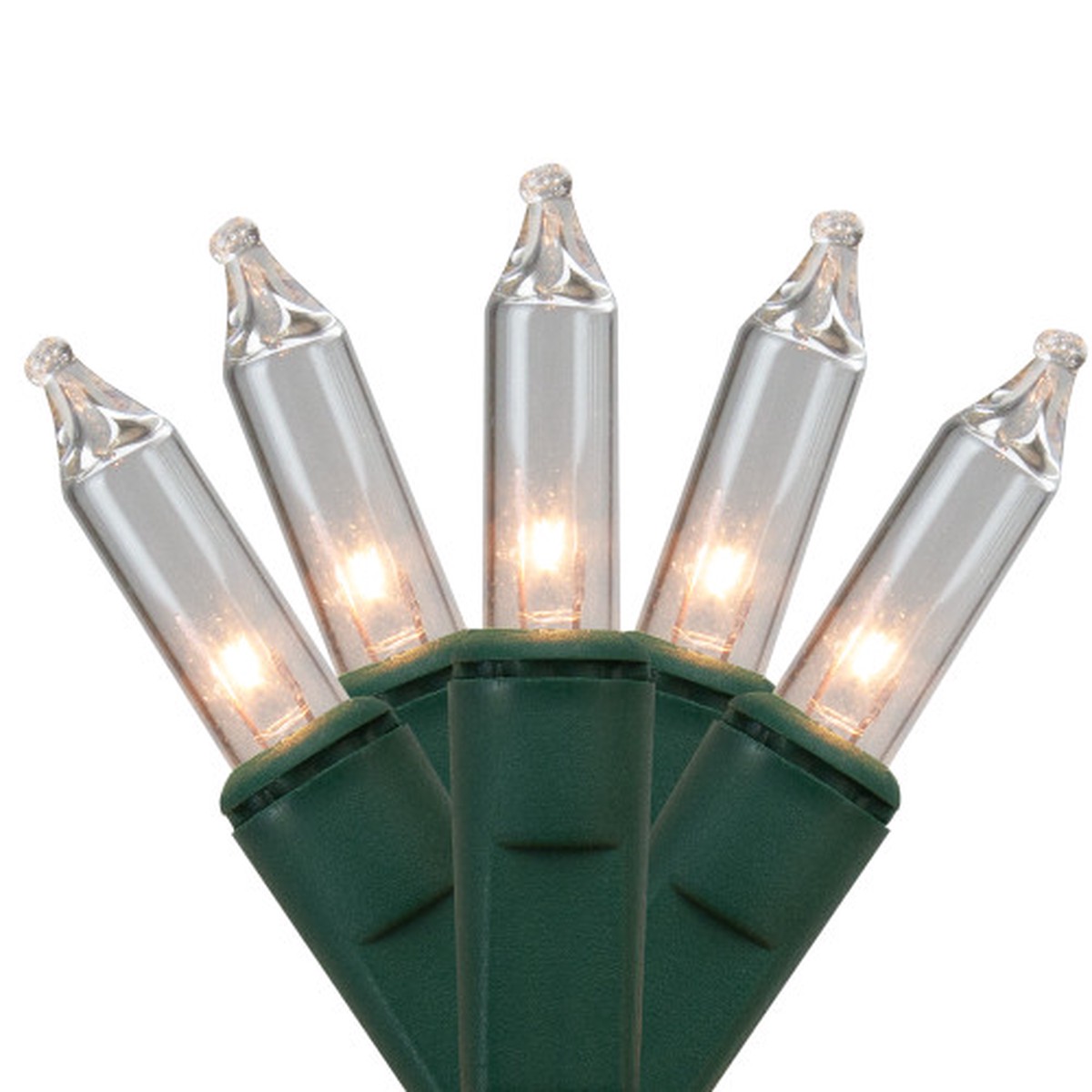Mini Christmas Lights - Clear - 2.5" Spacing - Green Wire - 450ct
