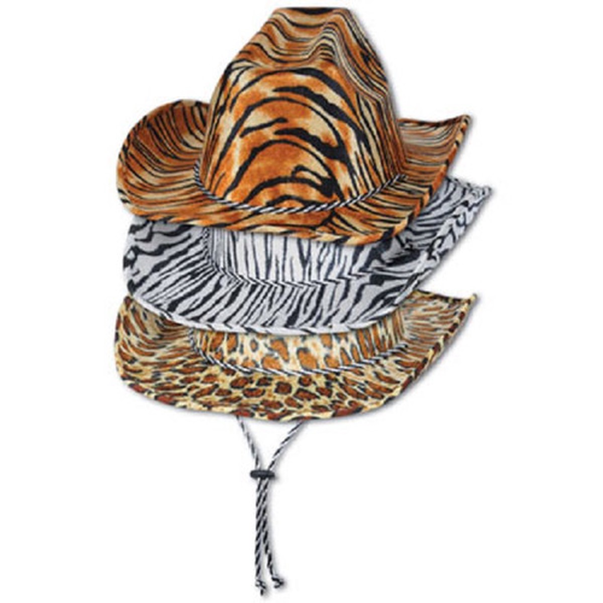 Pack of 6 Assorted Animal Print Cowboy Hat Party Accessories 15"