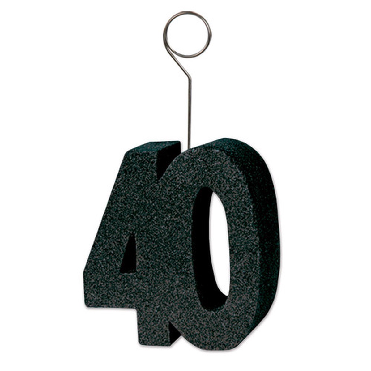 Pack of 6 Black Glittered 40 Photo and Balloon Holder Decorations 6 oz