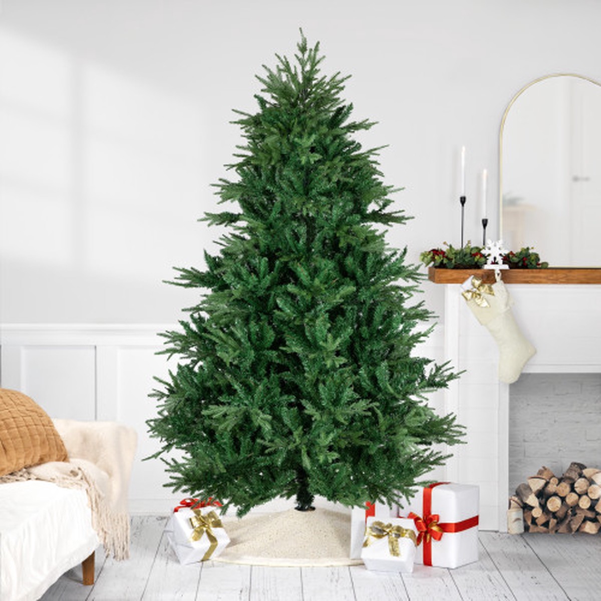 Real Touch Full Juniper Pine Artificial Christmas Tree - Unlit - 7.5'