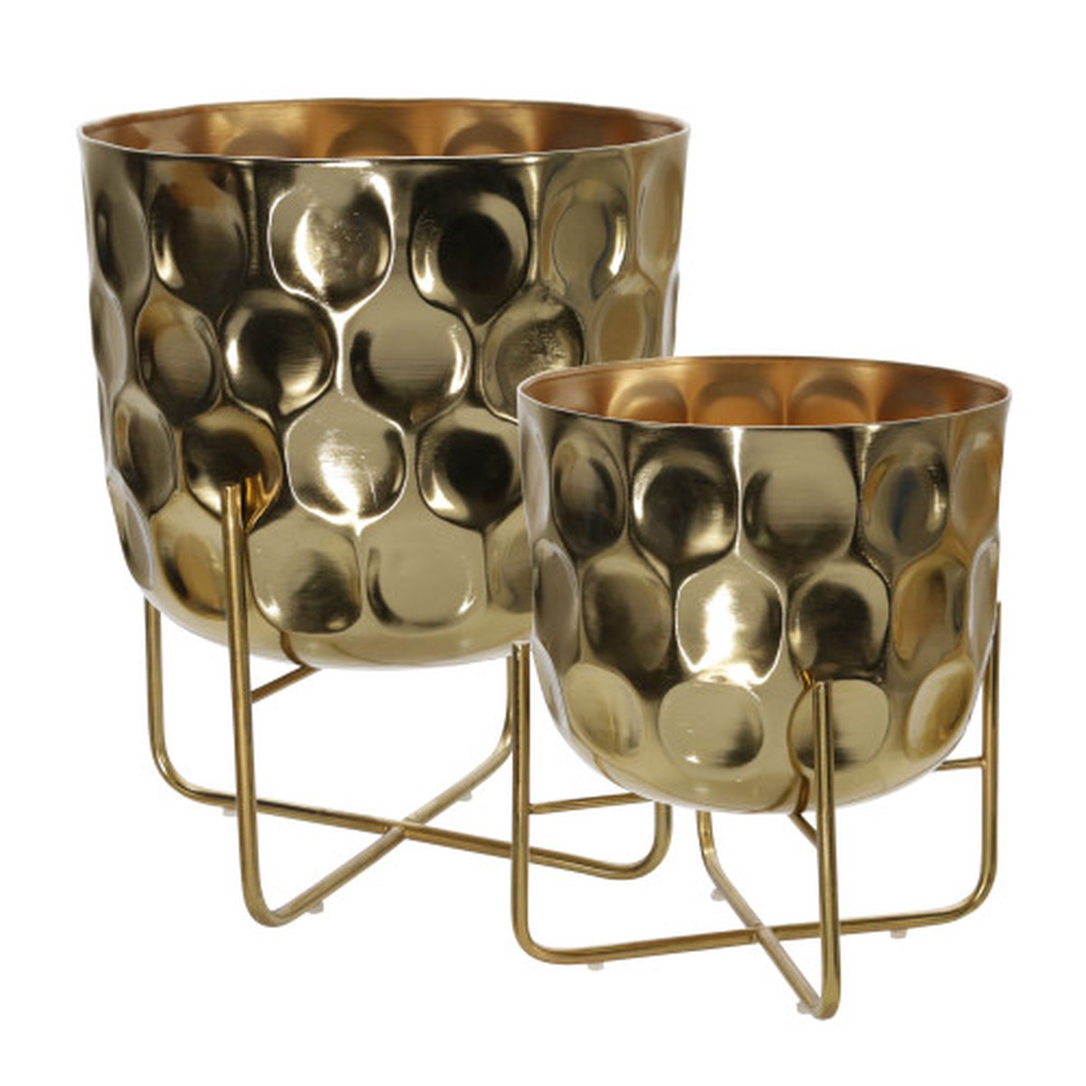 Set of 2 Gold Hammered Planter 15"
