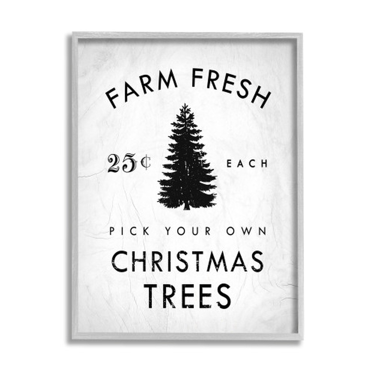 White and Black Christmas Tree Farm Sign Farmhouse Rustic Framed Wall Art Decor 20" x 16"