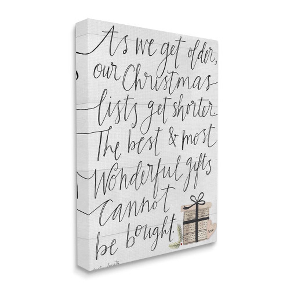 White and Black Get Shorter Motivational Phrase Stretched Christmas Wall Art 30" x 24"