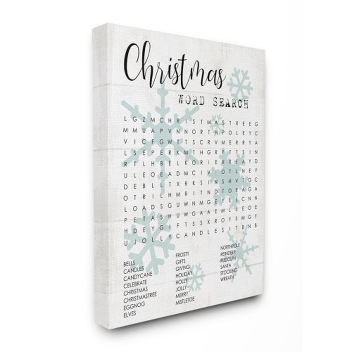 White and Black Word Search Activity Christmas Phrases Rectangular Wall Art Decor 30" x 24"