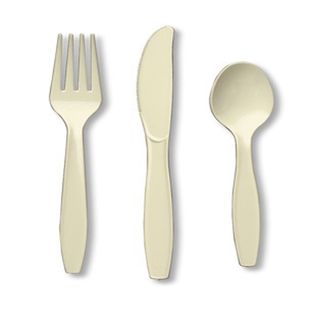 3-Piece Disposable Party Cutlery Sets -7.5" - Cream - Club Pack of 288