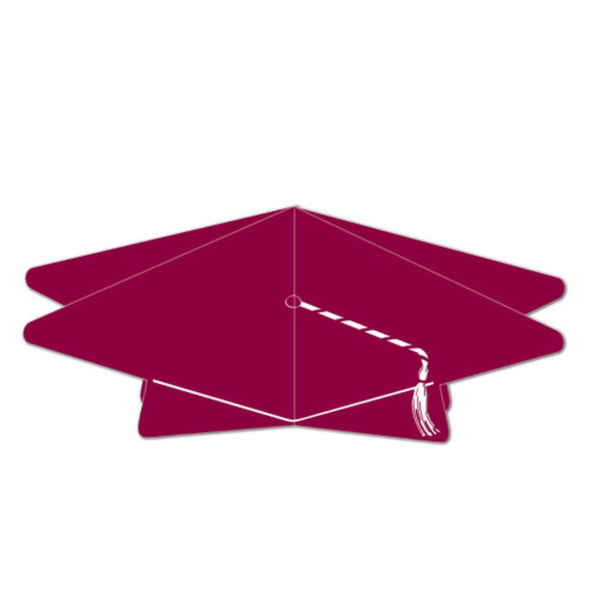 3D Graduation Cap Party Centerpieces - 10.5" - Maroon and White - Pack of 12