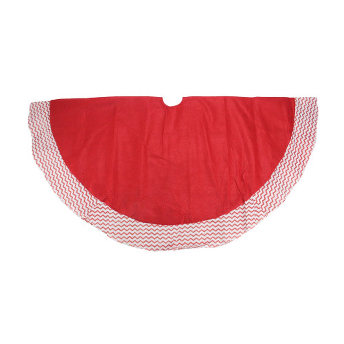 48" Red and White Glittered Chevron Border Christmas Tree Skirt