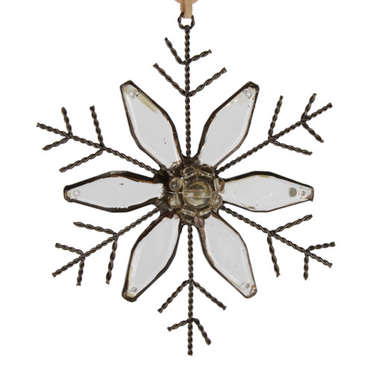 5" Silent Luxury Rustic Jeweled Flat Tip Snowflake Christmas Ornament