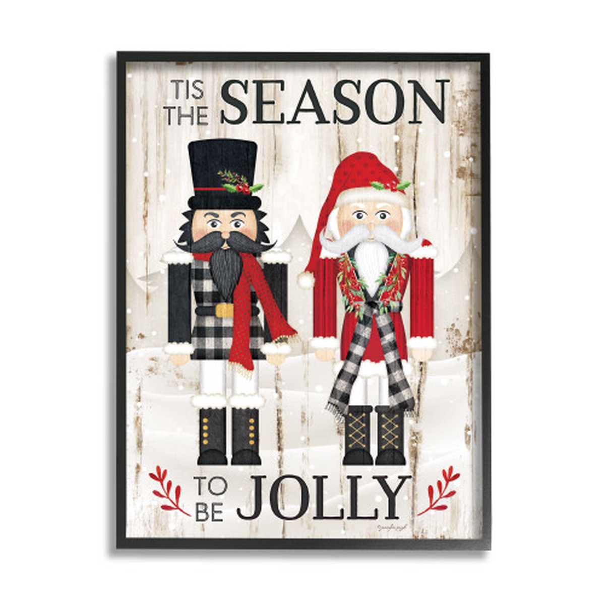 Black and Red Nutcrackers XXL Black Framed Christmas Wall Art 30" x 24"