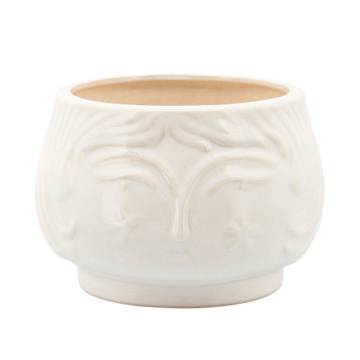 Ceramic Outdoor Grandma Planter - 7" - White and Beige