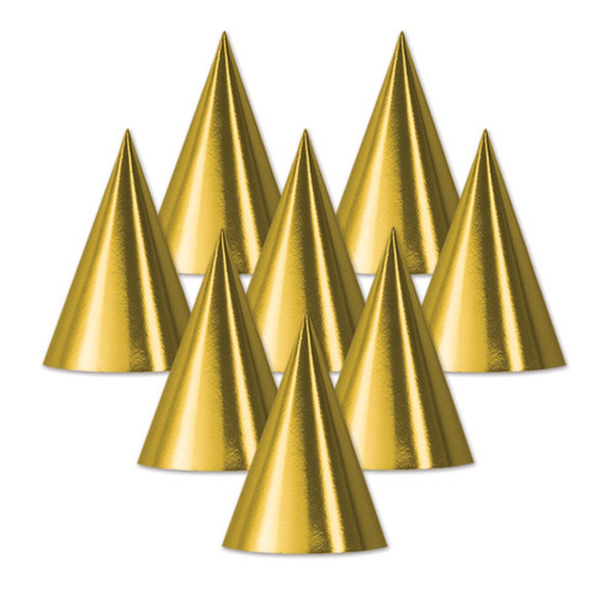 Club Pack of 48 Gold Fun and Festive Adult Unisex Party Cone Hats Costume Accessories 6.75"
