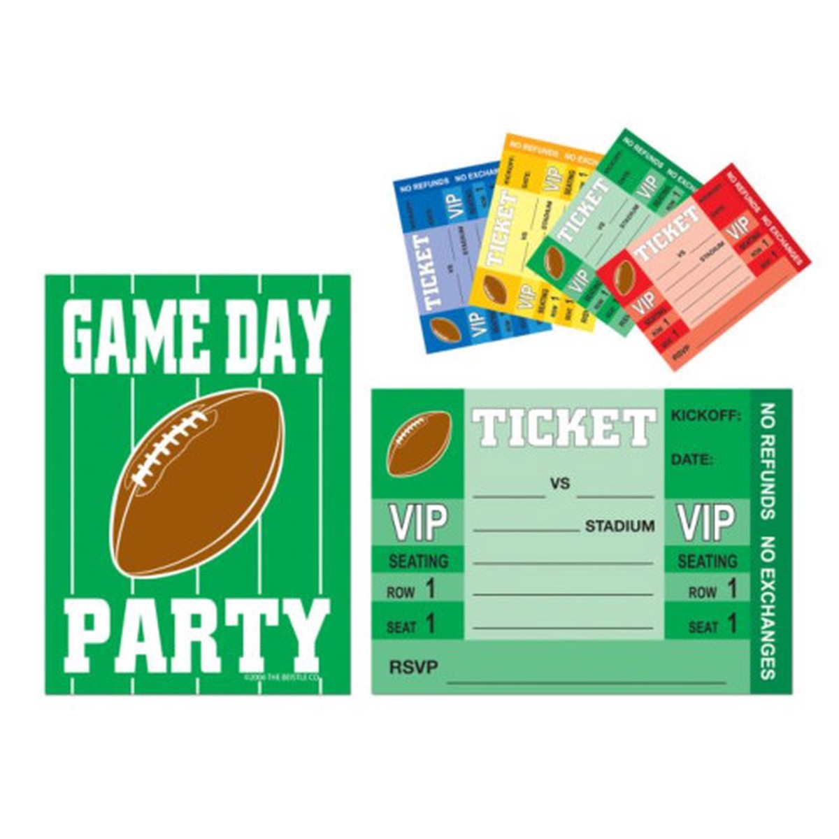 Game Day Football Party Invitations - 5.5" - Multicolor - Pack of 96