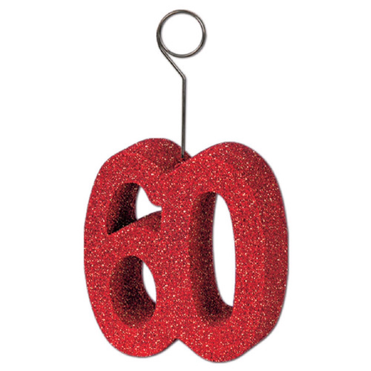 Glittered 60 Photo or Balloon Holder - 6" - Red - Pack of 6
