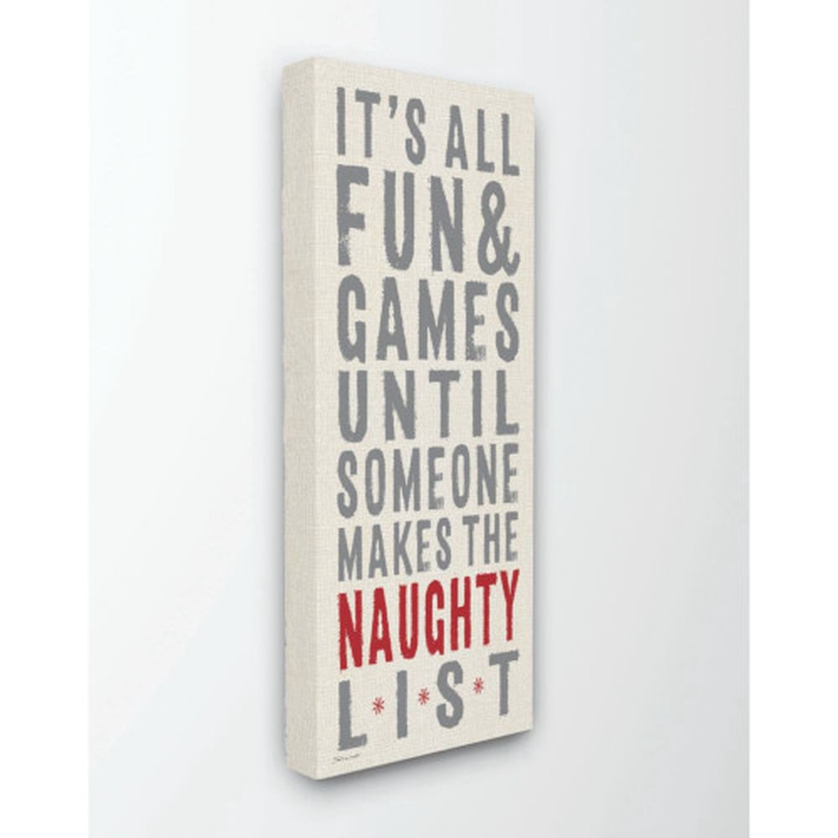 Gray and Red Funny Word Textured Christmas Wall Hanging 30" x 13"