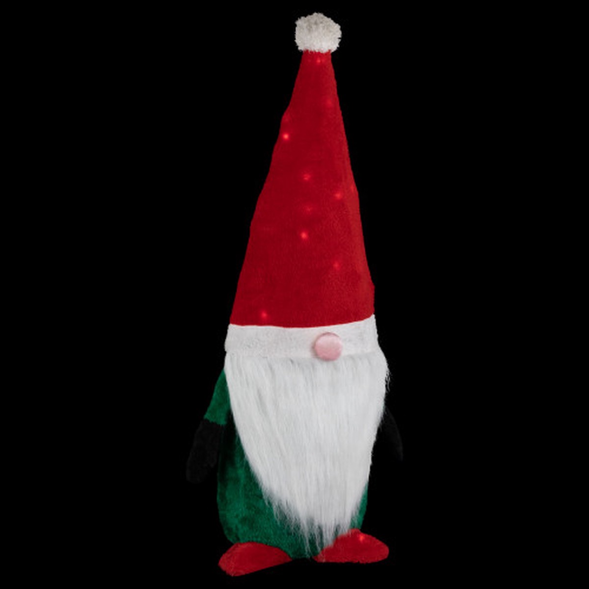 Lighted Christmas Gnome Yard Decoration - 35" - Clear Lights - Red and Green