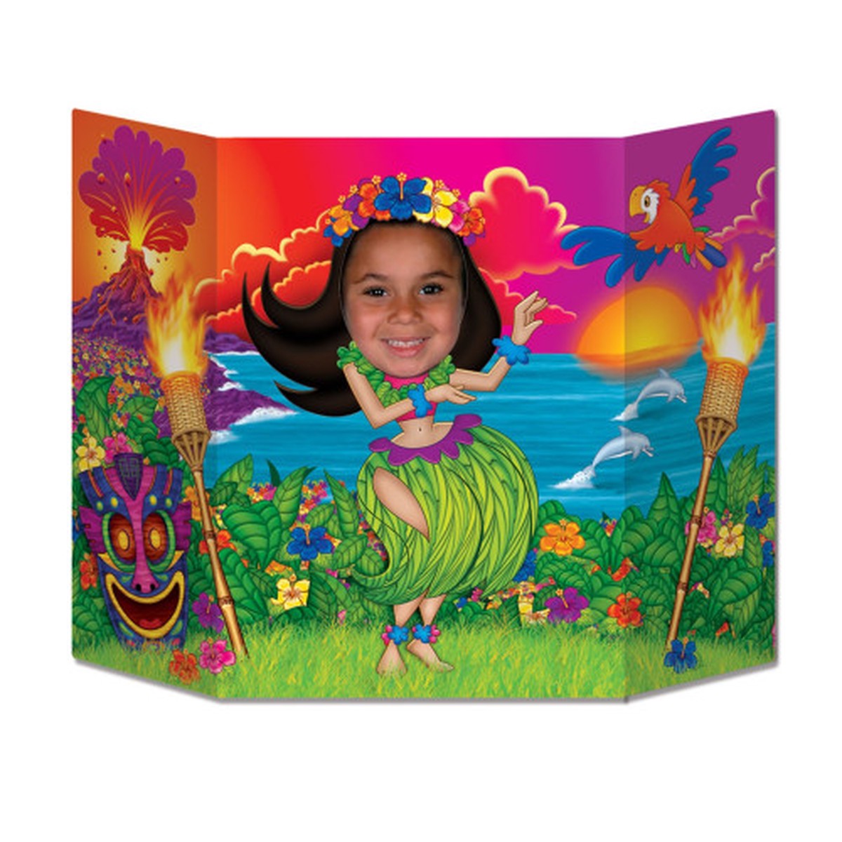 Luau Female Hula Dancer Photo Backdrop - 37" - Multicolor - Pack of 6