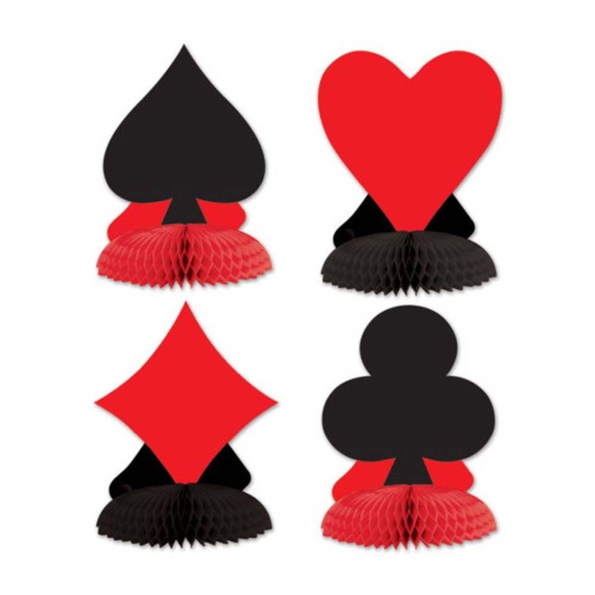 Mini Playing Card Suit Party Centerpieces - 4.5" - Red and Black - Club Pack of 48