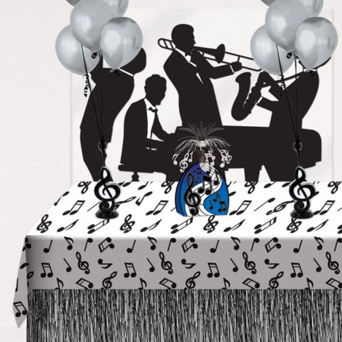 Musical Notes Disposable Tablecloth 108 Black and White Pack of 12