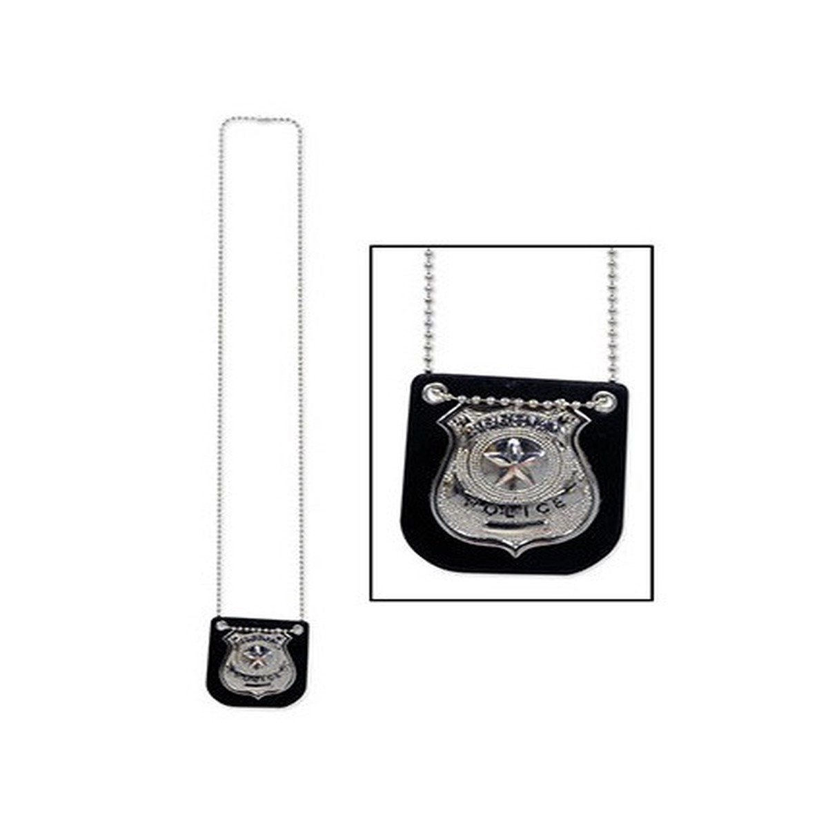 Pack of 12 Black and Silver Metal Special Police Badge Costume Party Favors 38"