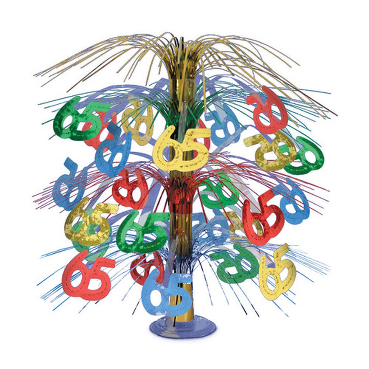 Pack of 6 Multi-Colored Happy "65th" Birthday Party Cascading Table Centerpieces 18"