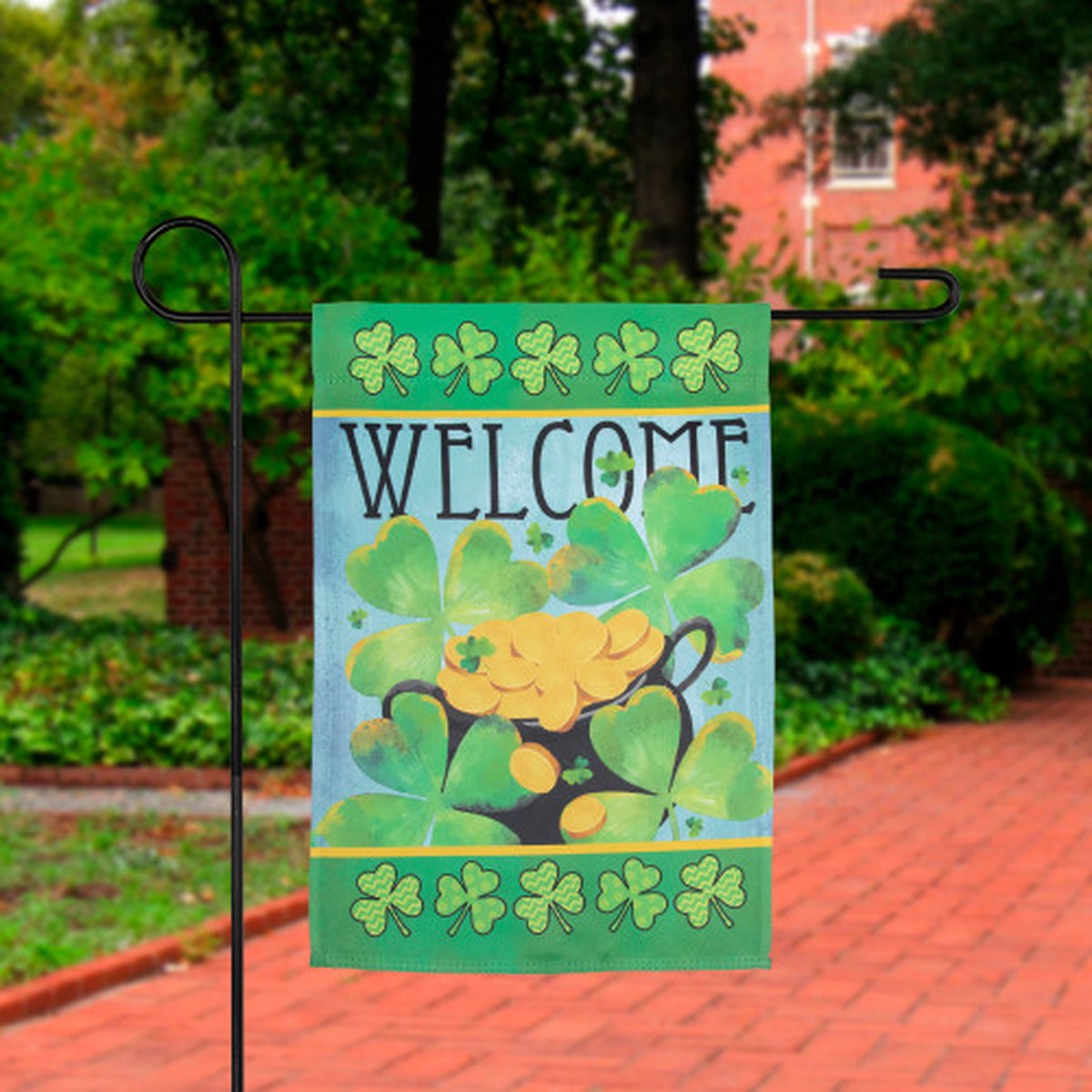 Pot of Gold "Welcome" St. Patrick's Day Outdoor Garden Flag - 12.5" x 18"