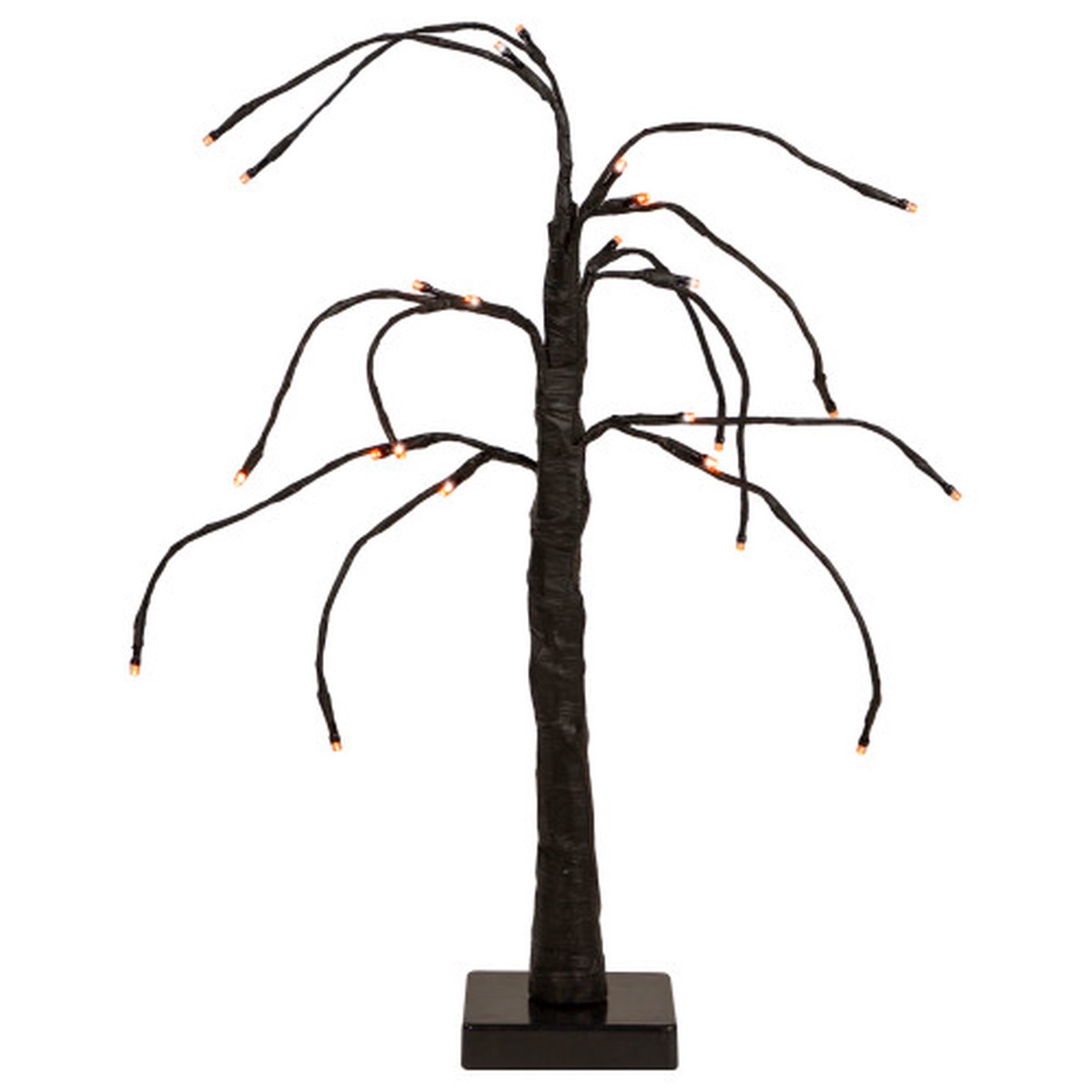 Pre-Lit Weeping Halloween Twig Tree - 24" - Black - LED Orange Lights
