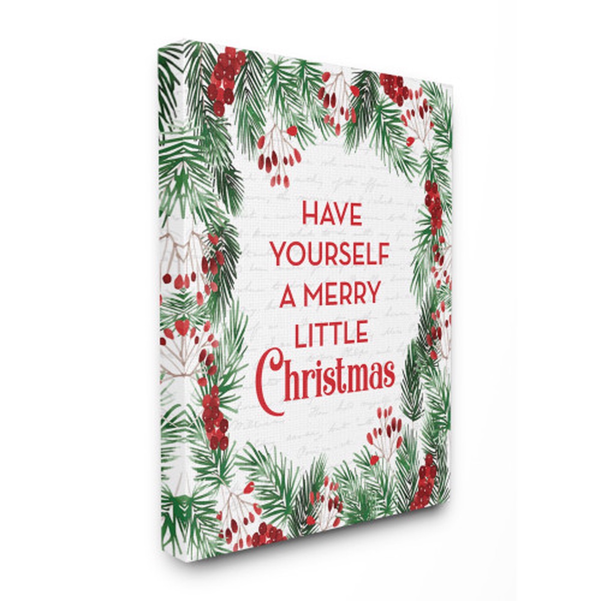 Red and Green "Merry Little Christmas" Super Oversized Stretched Canvas Wall Art 48" x 36"