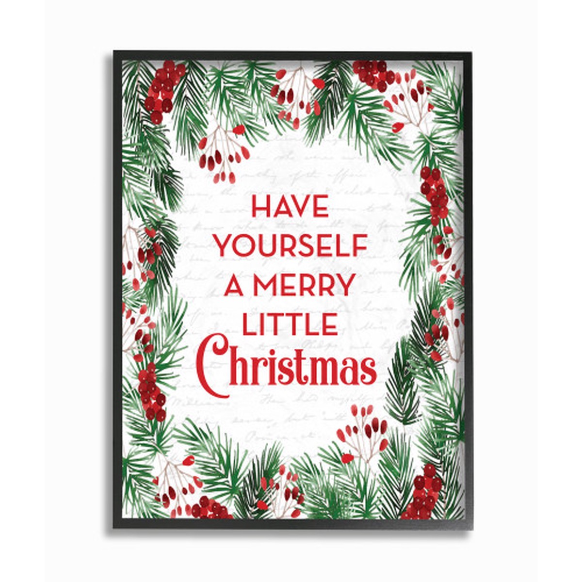 Red and Green "Merry Little Christmas" XXL Framed Giclee Texturized Art 30" x 24"