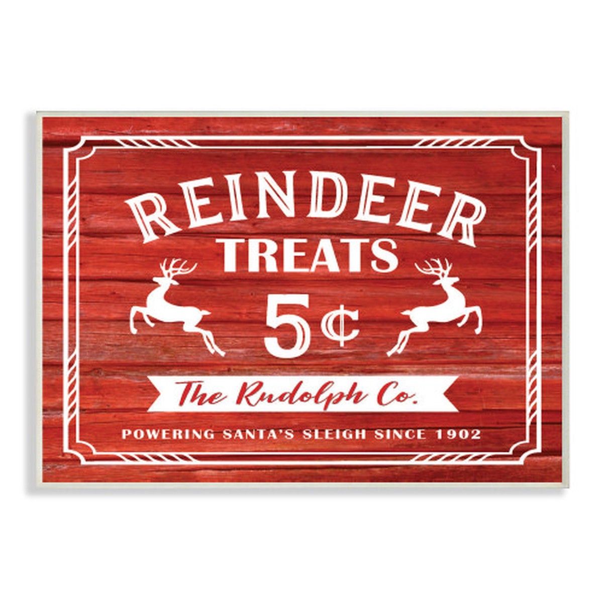 Red and White "Reindeer Treats" Christmas Oversized Wall Plaque Art 19" x 13"