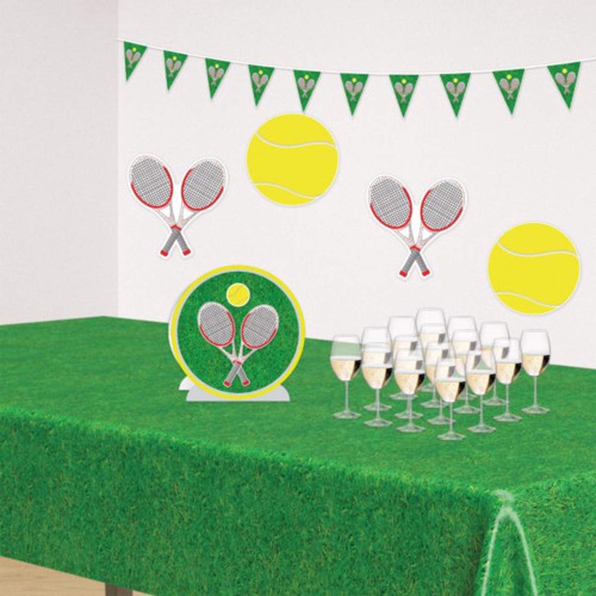 Tennis Ball Cutout Party Wall Decorations - 10" - Yellow and White- Pack of 12