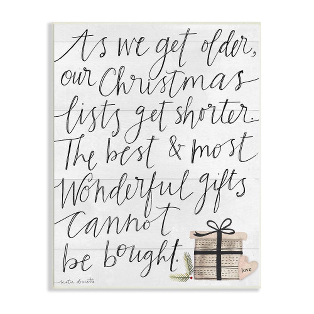 White and Black Get Shorter Motivational Phrase Christmas Wall Plaque Art 15" x 10"